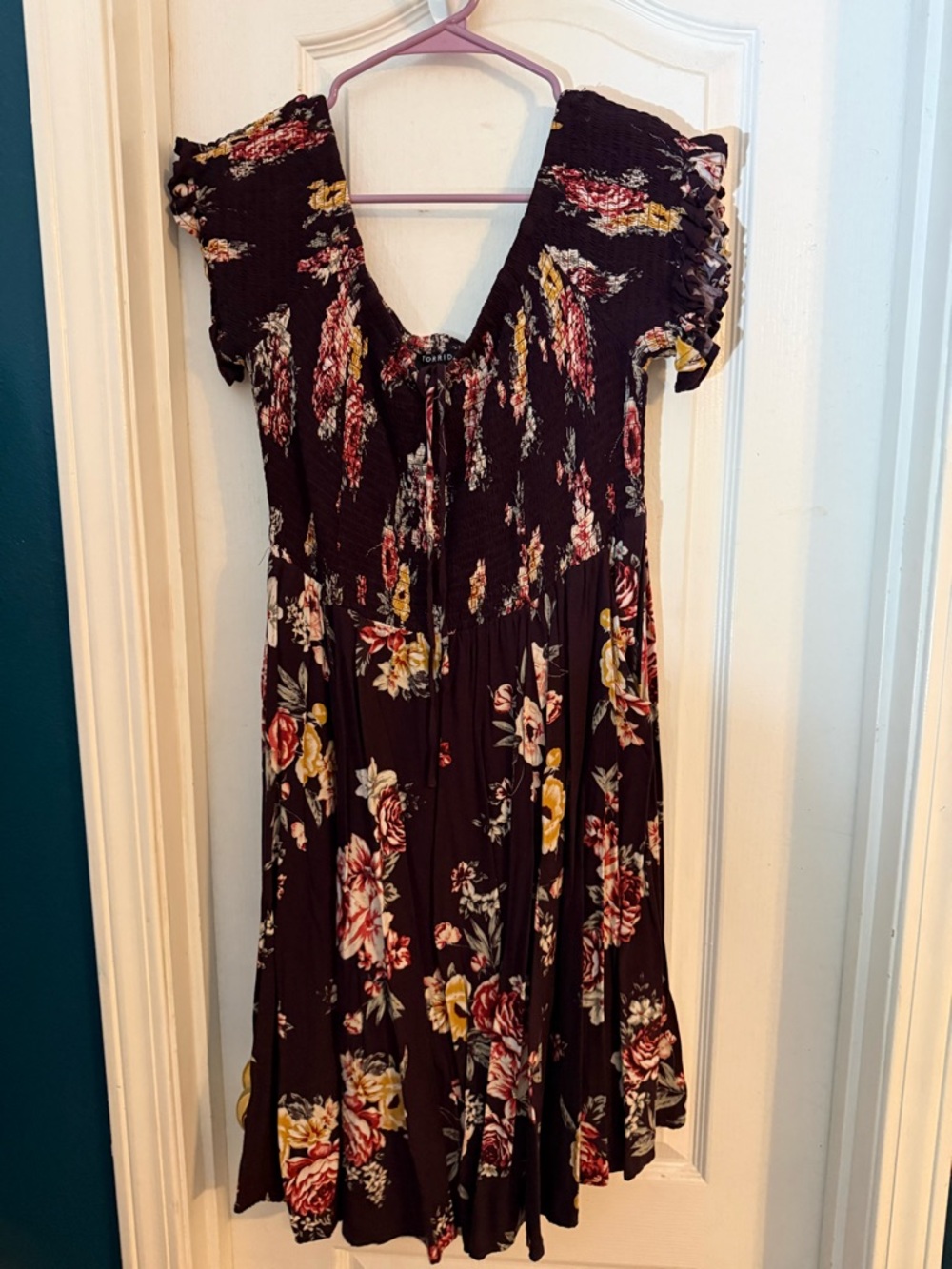 torrid Burgundy Floral Smocked Top